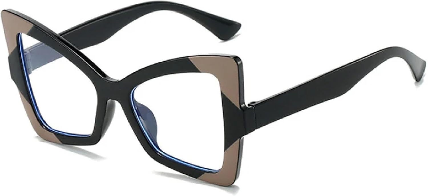 

Модные солнцезащитные очки «кошачий глаз» в крупной оправе для женщин и мужчин, классические солнцезащитные очки для активного отдыха и путешествий с защитой от УФ-излучения UV400 TKKTLLT, Black Khaki Clear