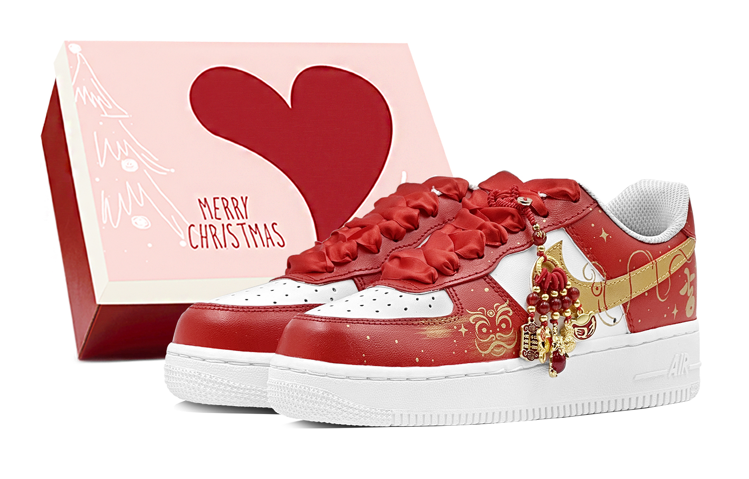 

Nike Кроссовки Air Force 1 с низким верхом, противоскользящие, износостойкие, для скейтбординга, мужские, белые, желтые, красные