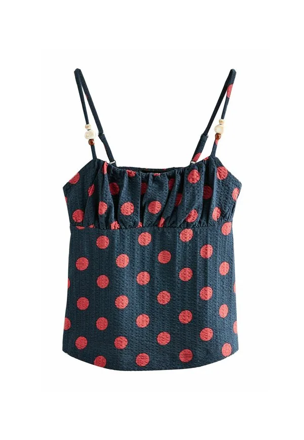 Топ без рукавов с бисерной отделкой и бретелями стандартного кроя Next, Red Navy Polka Dot — фото 4