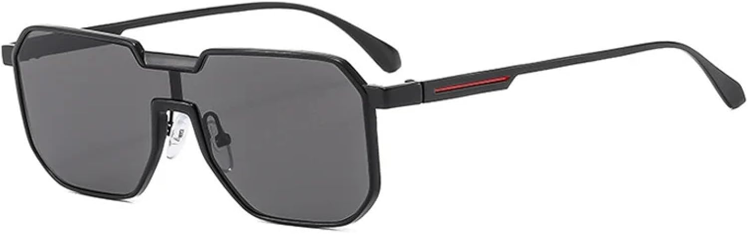 

Ретро-солнцезащитные очки без оправы для женщин, модные, с цельными линзами, черные, с защитой от УФ-излучения UV400, для мужчин, роскошные, металлические VFDHN, Black-black