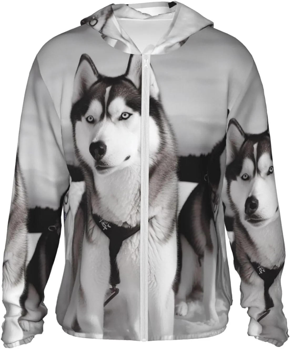 

Толстовка с капюшоном Husky Dogs Snow Unisex для защиты от солнца UPF 50+ BSCKKDMN