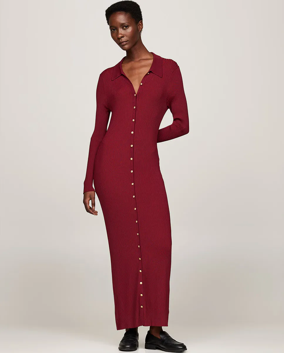 

Трикотажное платье миди Tommy Hilfiger, бордовый