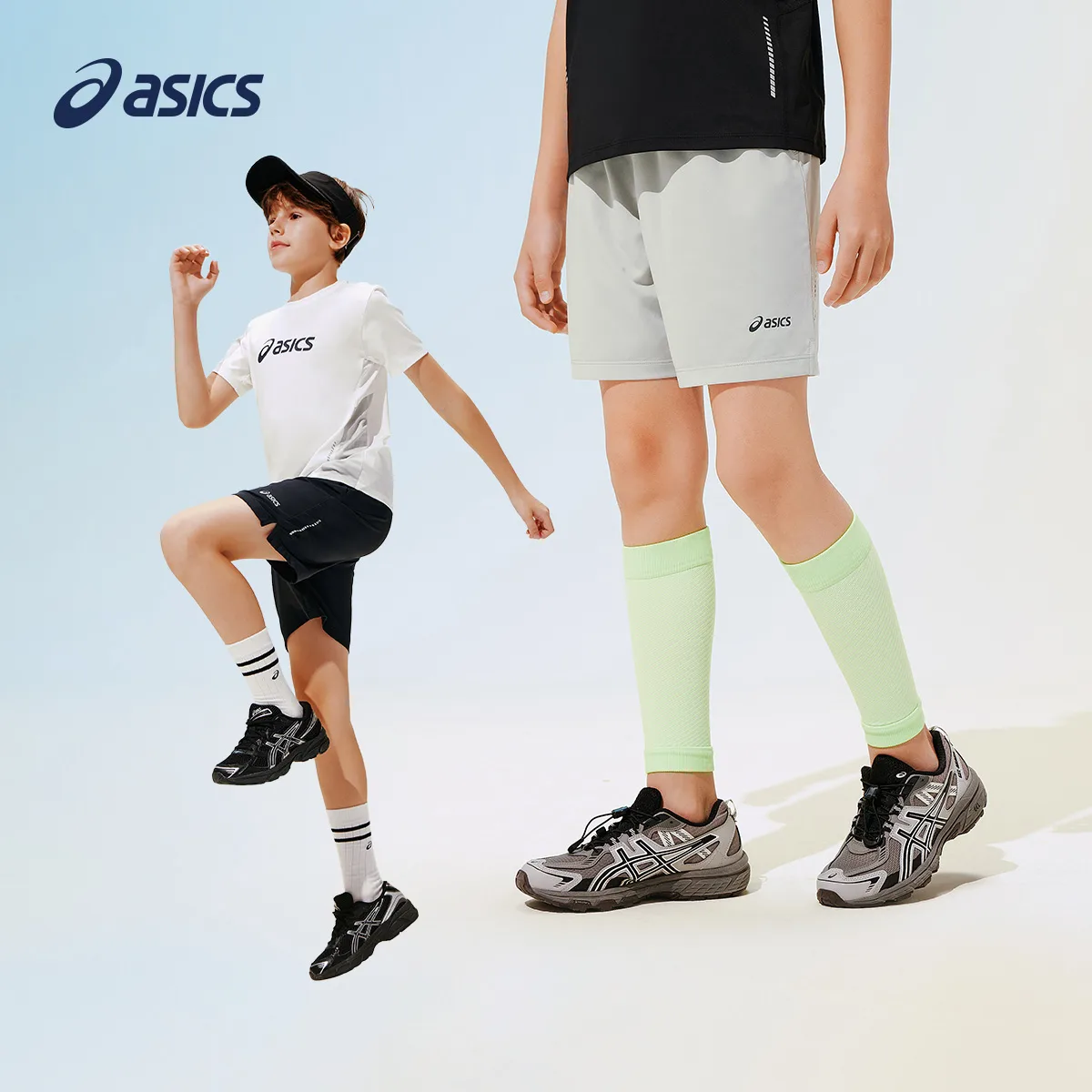 Детская тонкая короткая футболка ASICS, 9022 Gray — фото 4