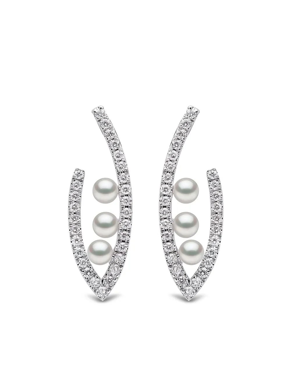 

Серьги Sleek Akoya из белого золота с жемчугом и бриллиантами Yoko London, серебяный