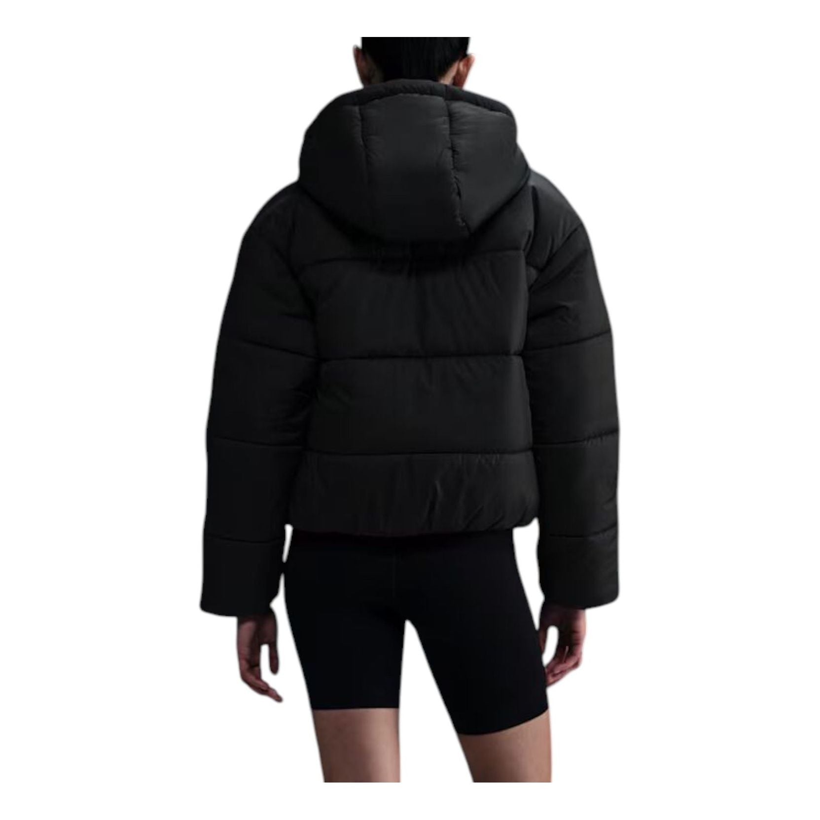 Куртка (WMNS) Nike Sportswear Classic Puffer Therma-FIT Loose Hooded Jacket 'Black White' — фото 3