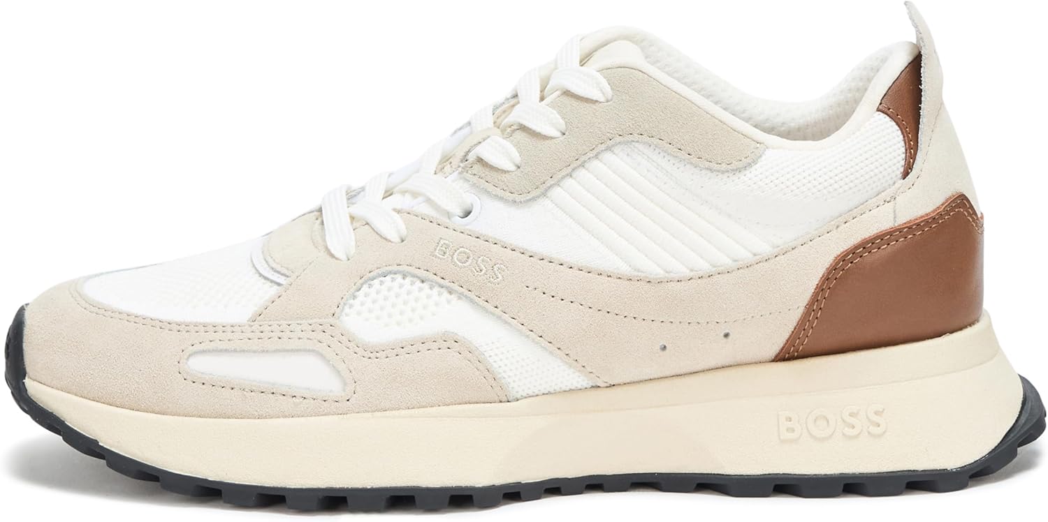 BOSS мужские кроссовки на шнуровке с цветными блоками Hugo Boss, Alabaster, Extra White — фото 2