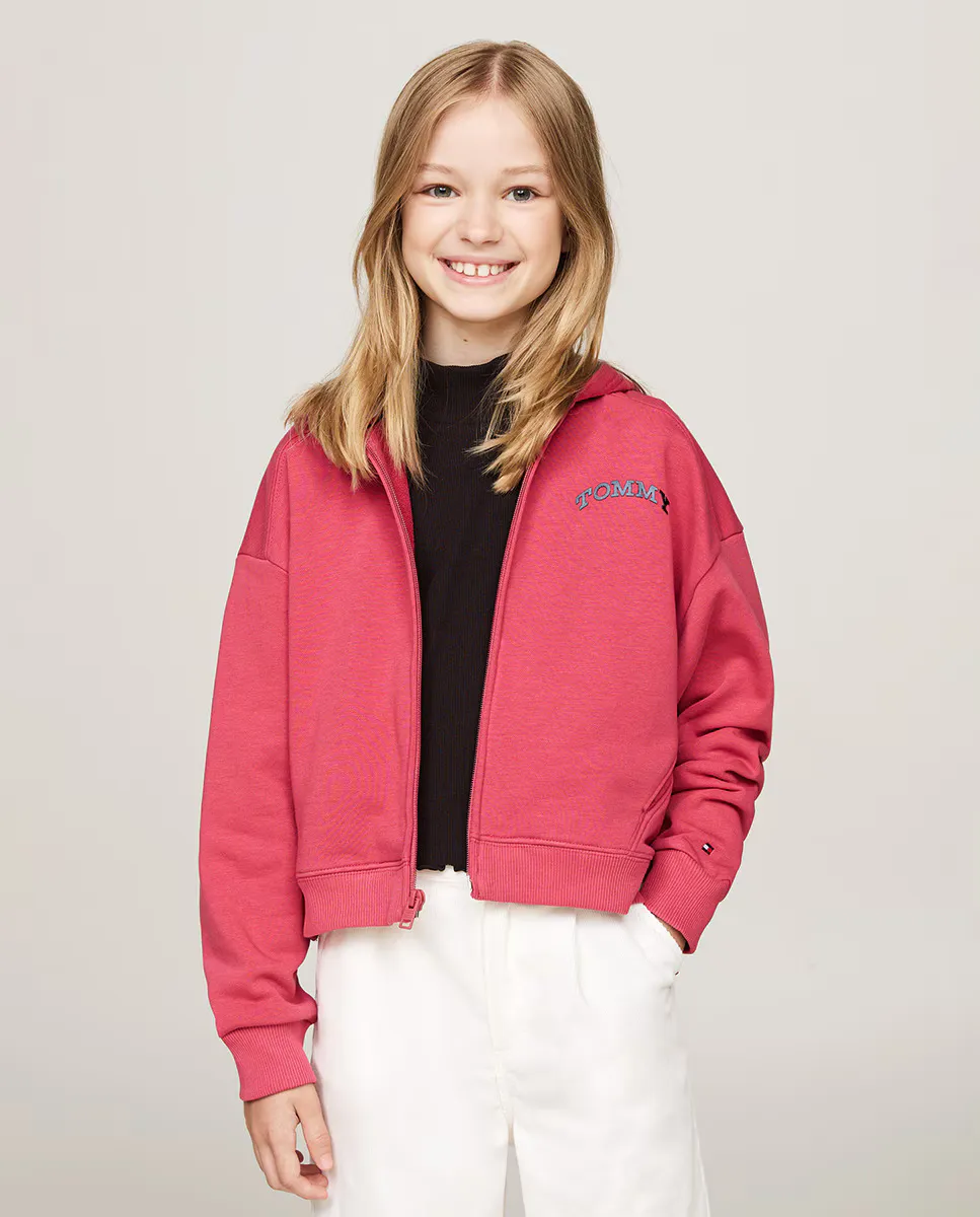 

Толстовка для девочки с капюшоном на молнии Tommy Hilfiger, розовый