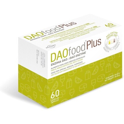 

DAOfood Plus Диетическое управление дефицитом DAO 60 капсул EFICAPS с гастрорезистентными таблетками Фермент DAO Кверцетин и витамин C Dr Healthcare