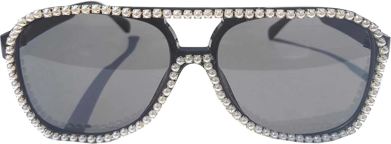 

Солнцезащитные очки-пилот Willochra Fashion с жемчужными кристаллами и стразами для женщин, милые квадратные солнцезащитные очки, яркие цвета, очки для вечеринок, Black