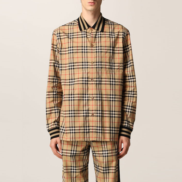 Рубашка Burberry SS22 Винтажная клетчатая хлопковая поплиновая, Светлый умбр — фото 4