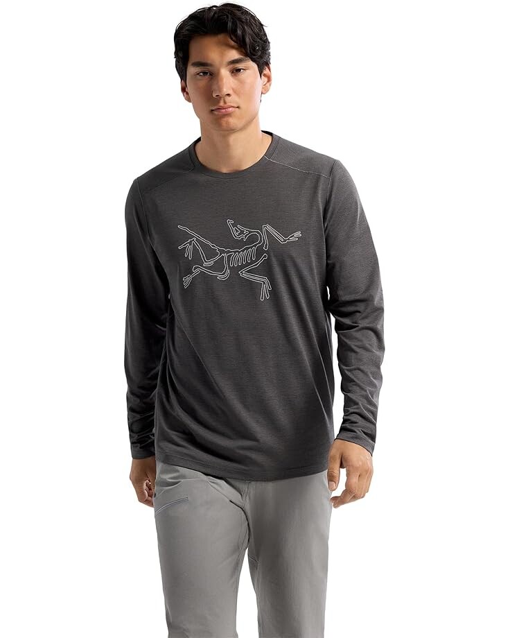 

Лонгслив Arc'teryx Cormac Logo Long Sleeve, цвет Black Heather/Solitude