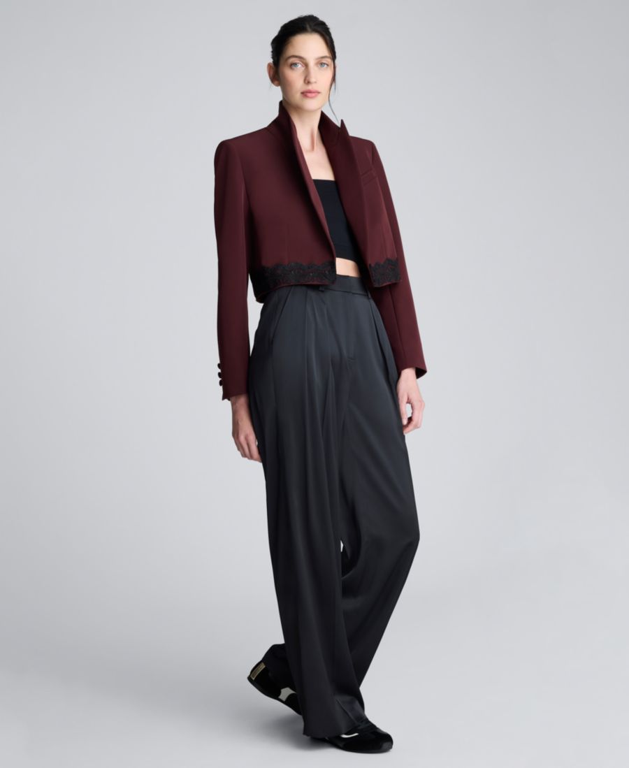 

Женская укороченная куртка приталенного кроя с кружевной отделкой и открытым передом Kenneth Cole, Sugar Beet