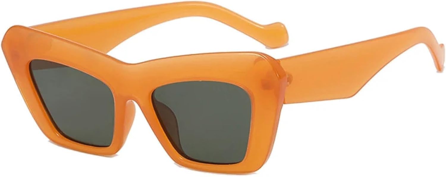 

Винтажные солнцезащитные очки для женщин и мужчин, «кошачий глаз», в толстой оправе, модные женские ретро-очки для путешествий, солнцезащитные очки с защитой от УФ-излучения UV400 TKKTLLT, Orange Green