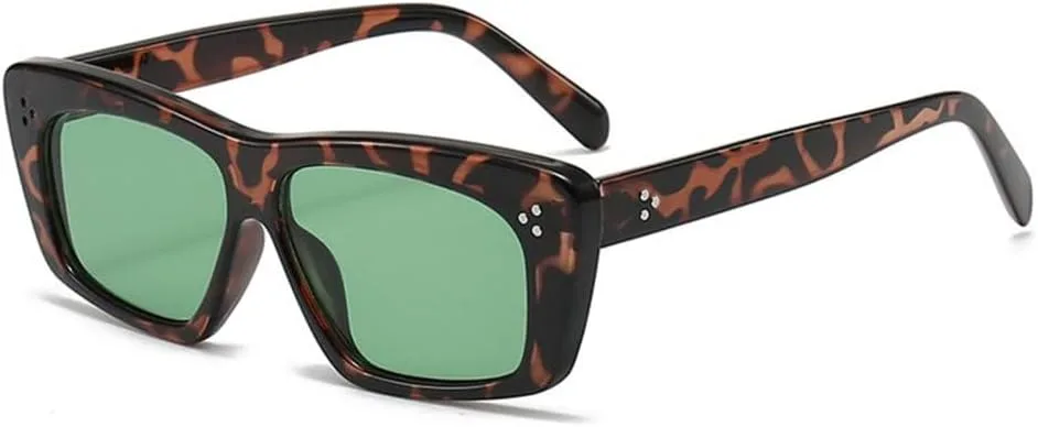 

Большие квадратные солнцезащитные очки для женщин, модные, в крупной оправе, ретро, ​​розовые градиентные винтажные очки с зеркальными линзами MTZJH, Leopard Green