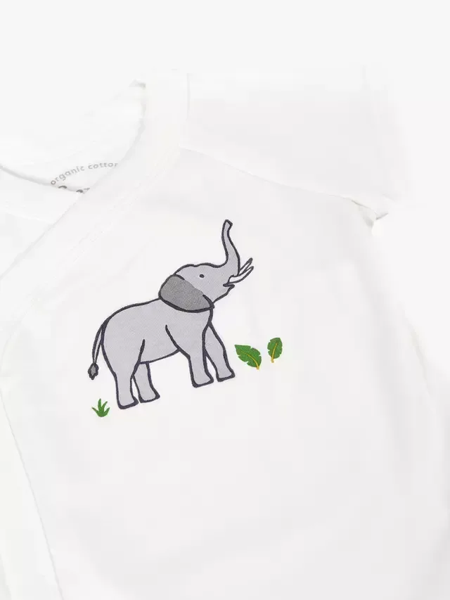 Детский летний боди Shay с коротким рукавом, комплект из 2 штук, цвет Elephantplains/белый Frugi — фото 3
