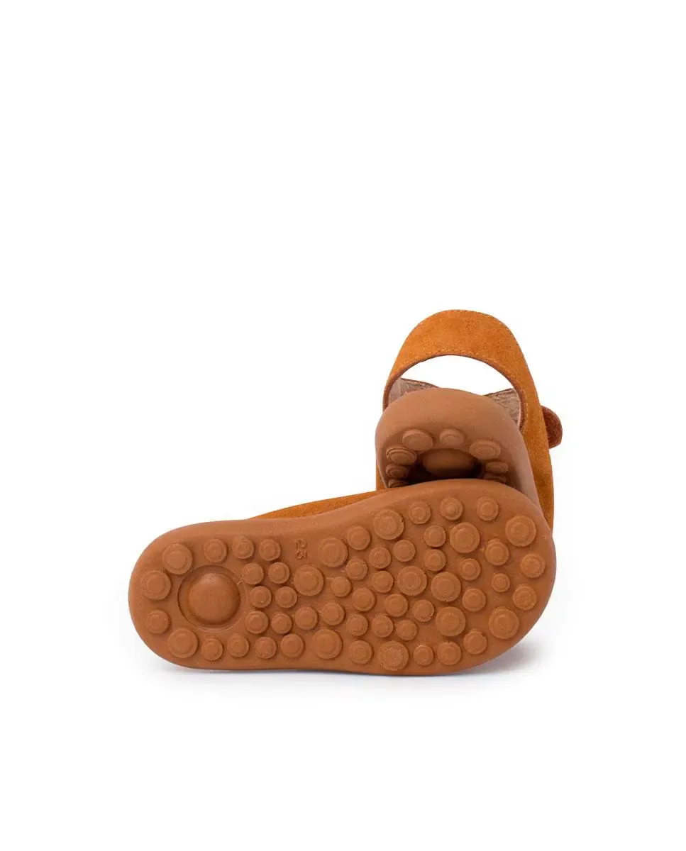 Открытые сандалии для малыша из замшевой кожи Pisamonas, Camel — фото 2