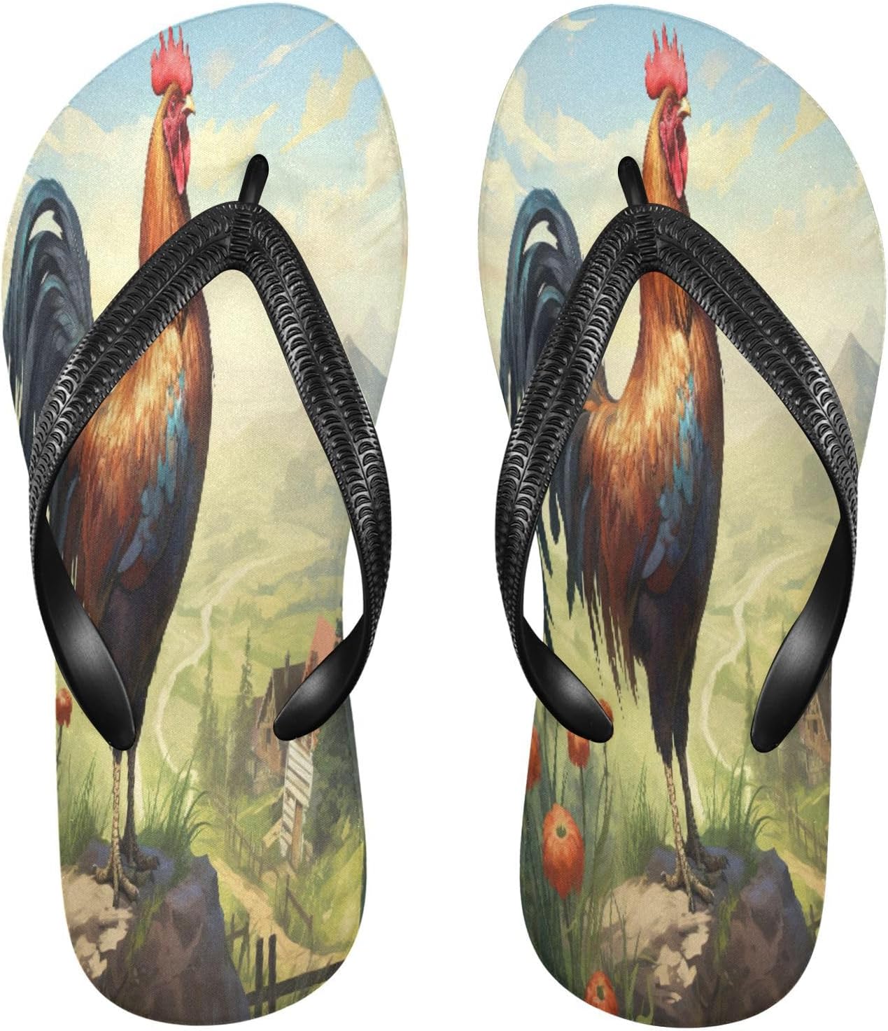 

Винтажные шлепанцы с фермерскими сценами, пляжные вьетнамки, резиновые нескользящие летние тапочки для женщин и мужчин Sinestour, Vintage Farm Rooste Scenes