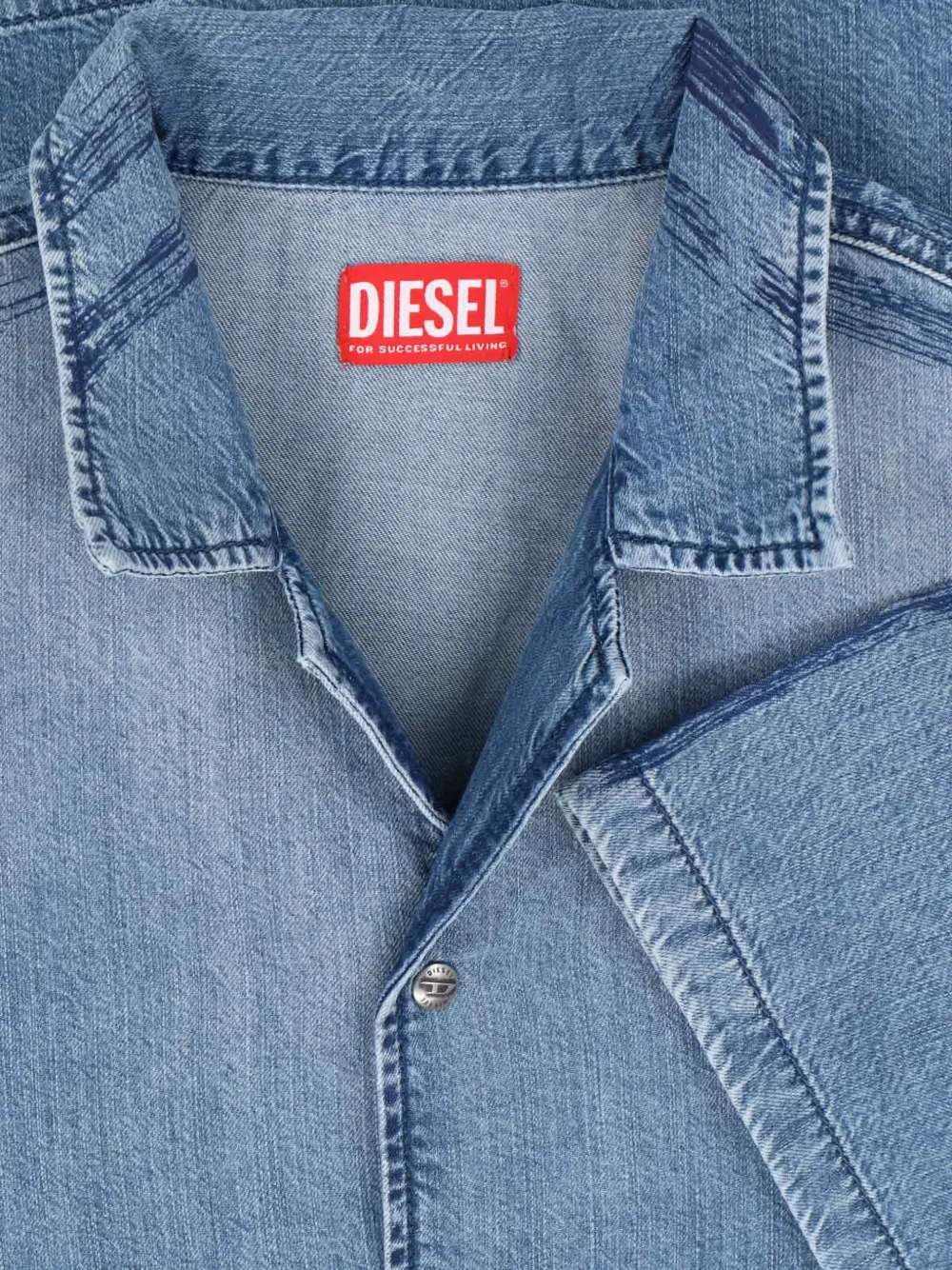 Джинсовая рубашка с короткими рукавами Diesel, синий — фото 3