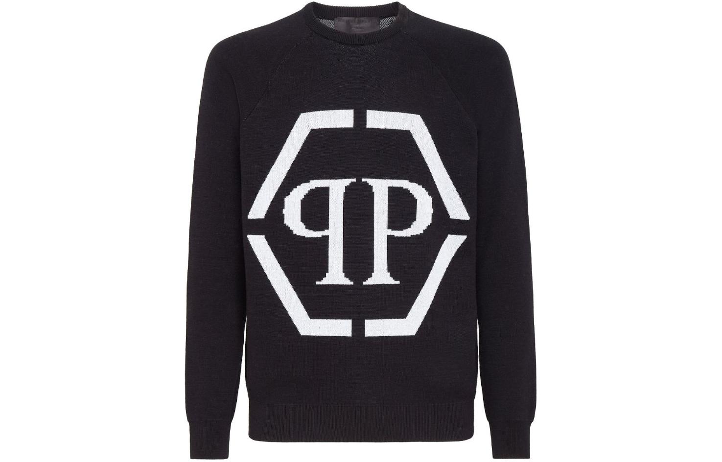 

Свитер с интарсией логотипа PHILIPP PLEIN, черный