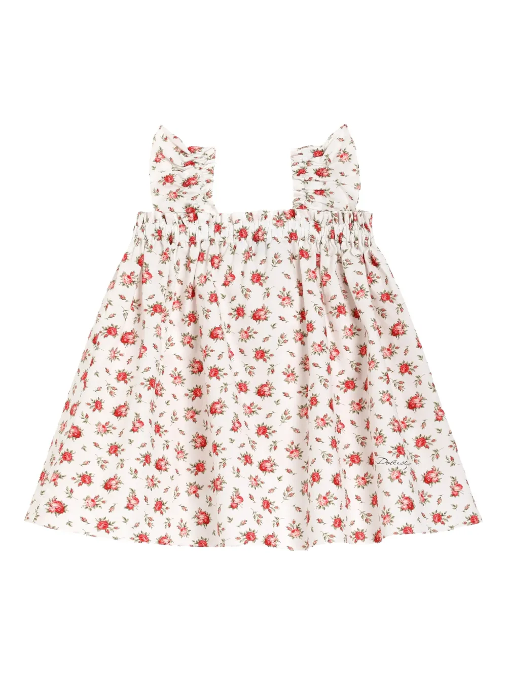 Платье с оборками и цветочным принтом Dolce & Gabbana Kids, белый — фото 2