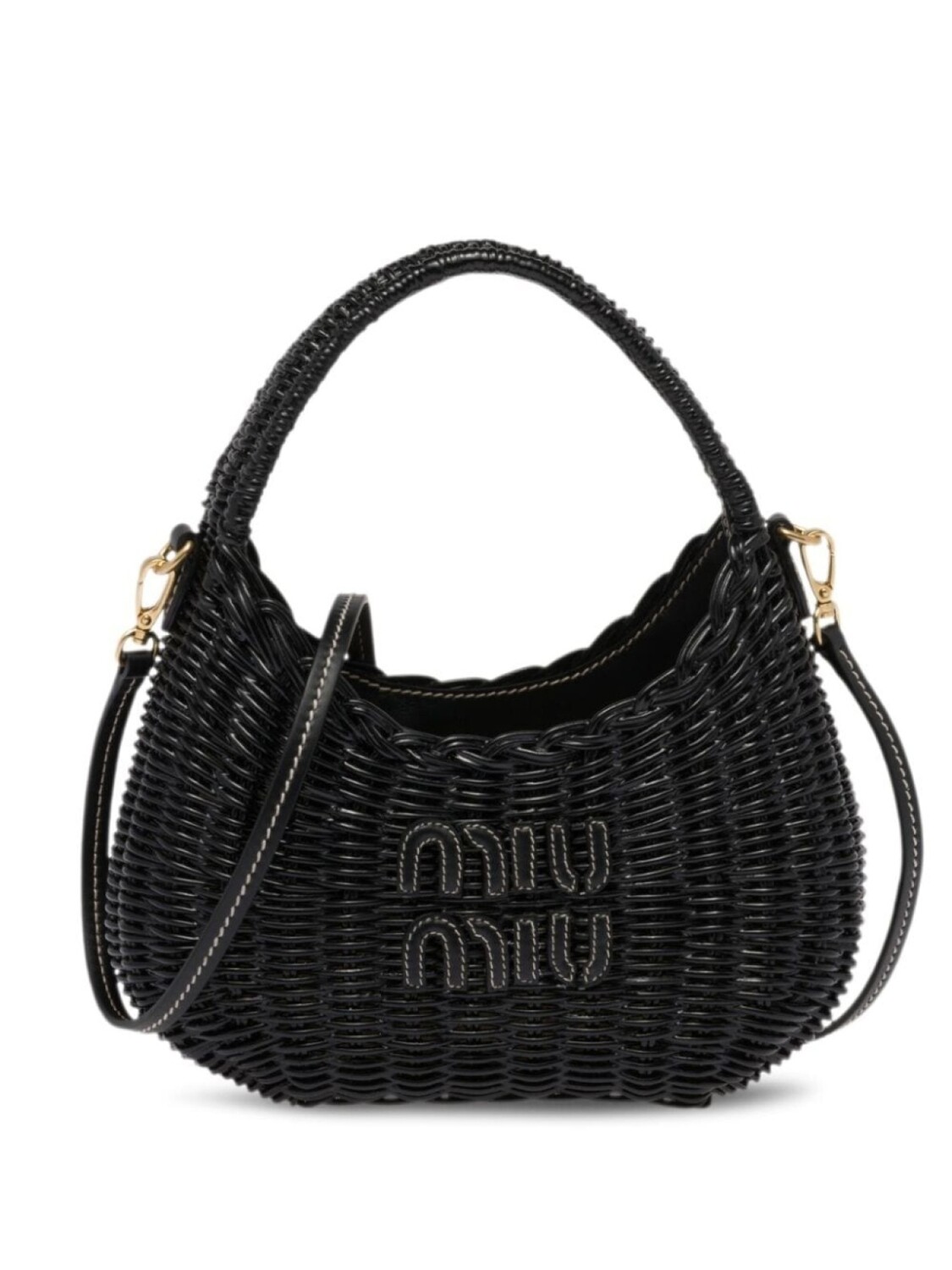 

Плетеная мини-сумка Miu Miu Wander, черный