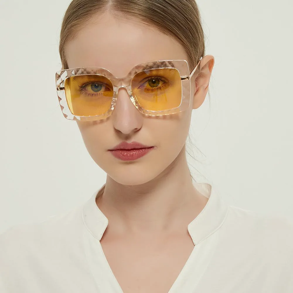 

Ретро большие солнцезащитные очки для женщин в винтажном стиле, с толстой оправой и полупрозрачными линзами цвета чайного дерева TYUVIVO, C4 Tortoise Shell