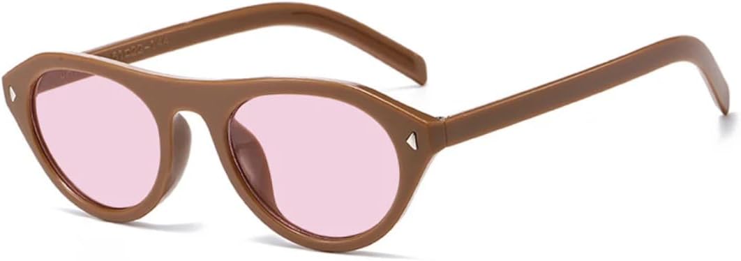 

Модные солнцезащитные очки «кошачий глаз» для мужчин и женщин, винтажные панк-очки, очки в стиле стимпанк с заклепками, защита от ультрафиолета UV400 VRTRFFTR, Tea Pink