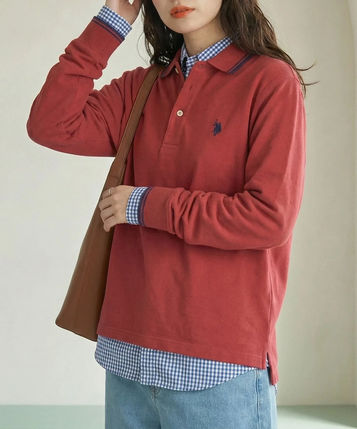 Футболка-поло с длинным рукавом US POLO ASSN./Tipline, унисекс. U.S. Polo Assn., RED