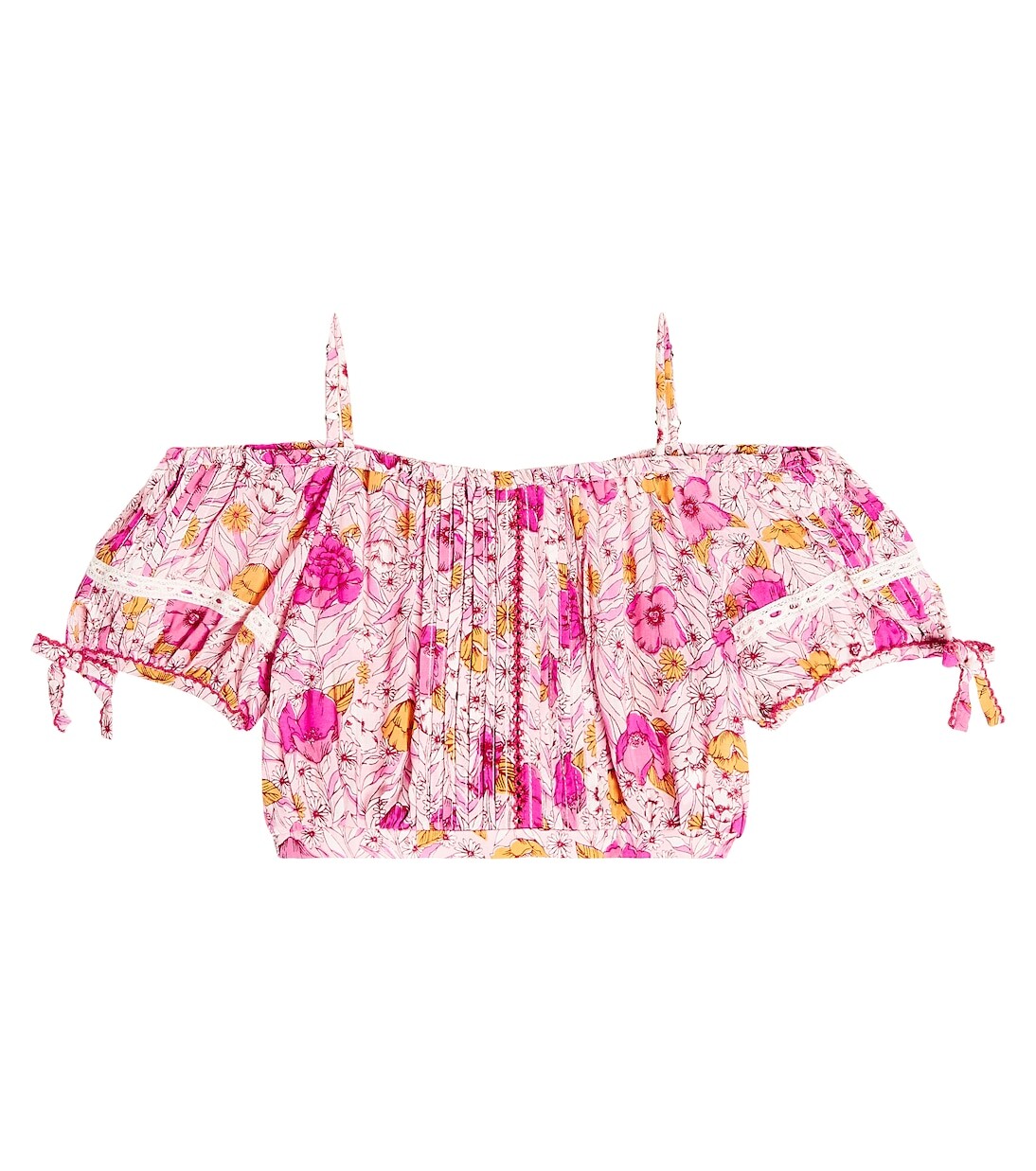

Топ bonny с цветочным принтом и открытыми плечами Poupette St Barth Kids, розовый