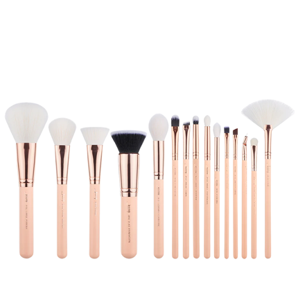 

Набор кистей Nake Pink & Rose Gold из 15 предметов - полный набор кистей для макияжа в элегантных розовых и розово-золотых тонах Jessup