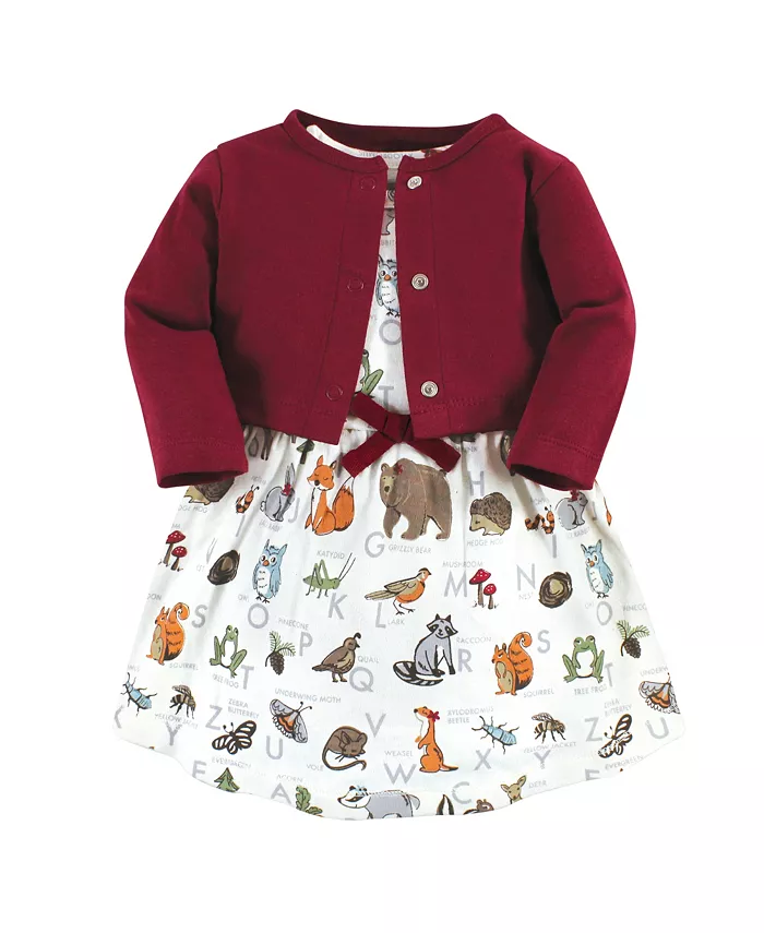 

Платье и кардиган из органического хлопка для девочек, Woodland Alphabet Touched by Nature, розовый