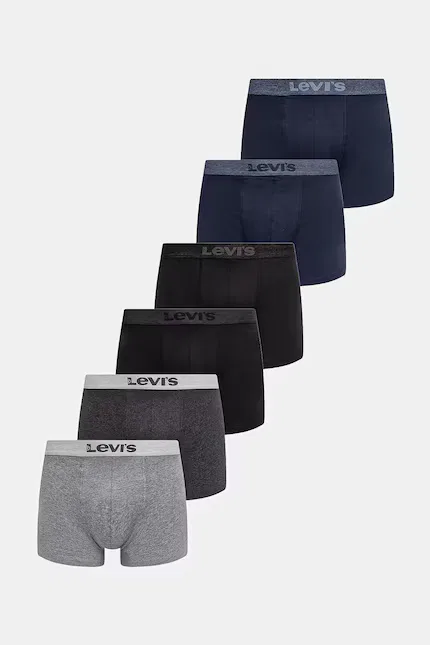 Боксеры из хлопка с эластаном 6 шт Levi's, черный