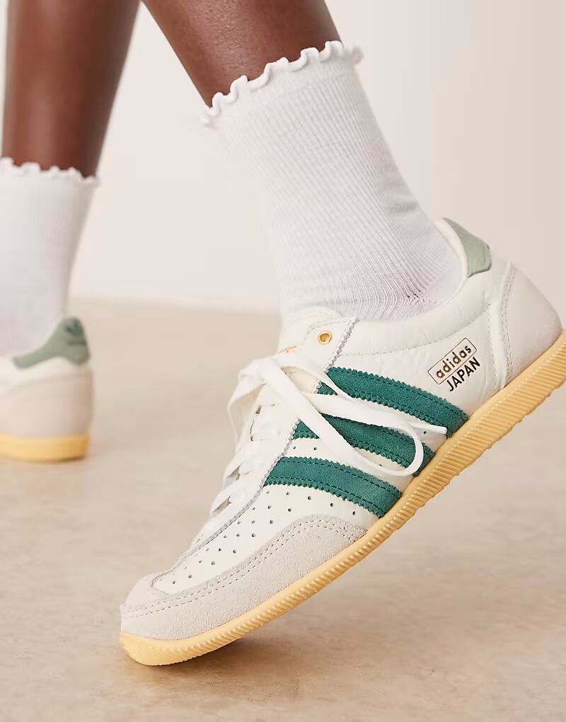 Кроссовки Adidas Originals Japan белого и зеленого цвета — фото 3