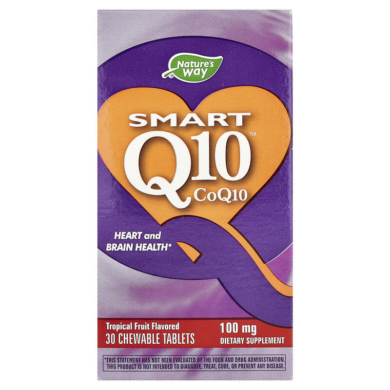 

Nature's Way, Smart Q10 , тропические фрукты, 100 мг, 30 жевательных таблеток