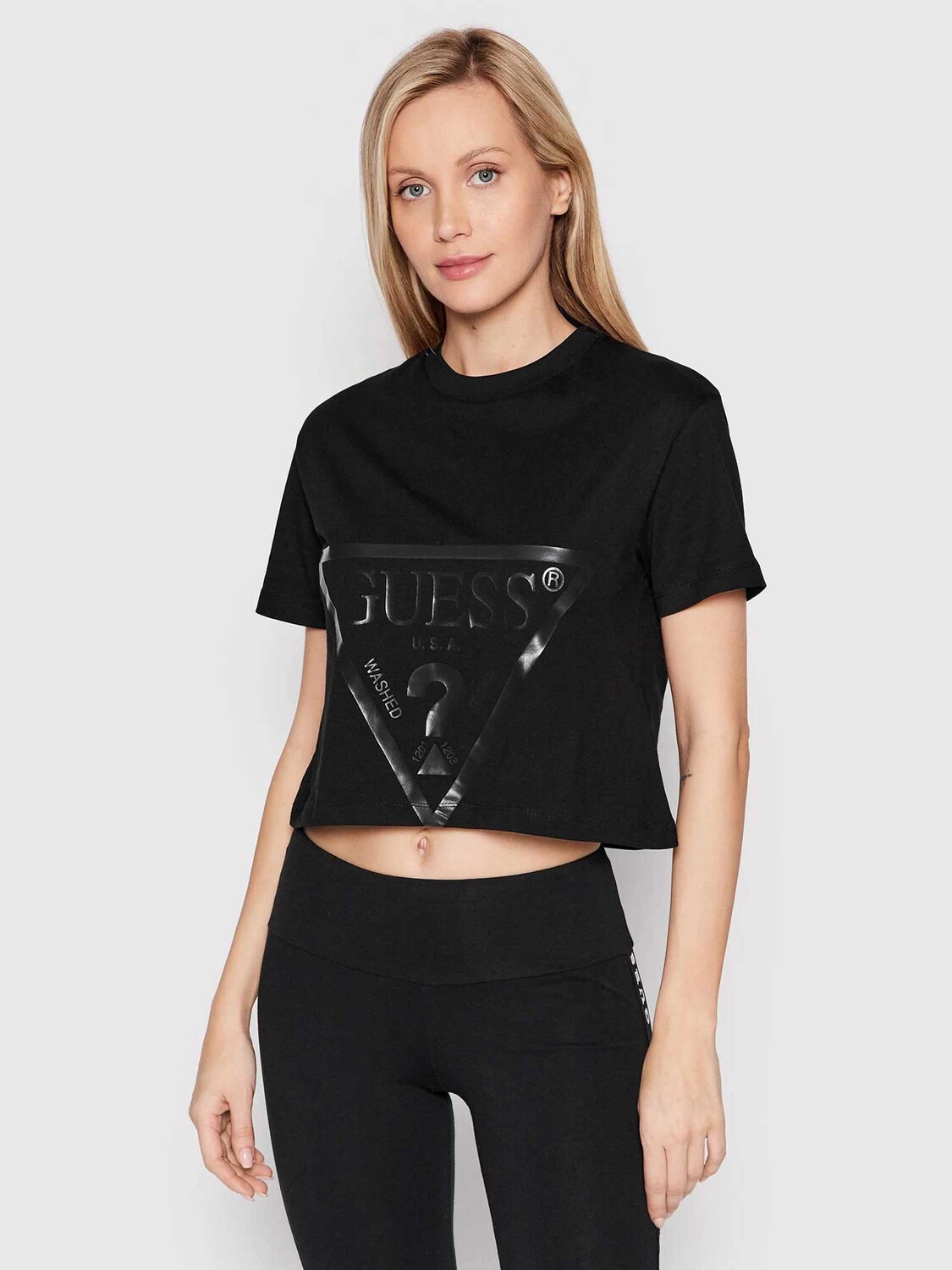 

Футболка Guess ADELE CROP, черный