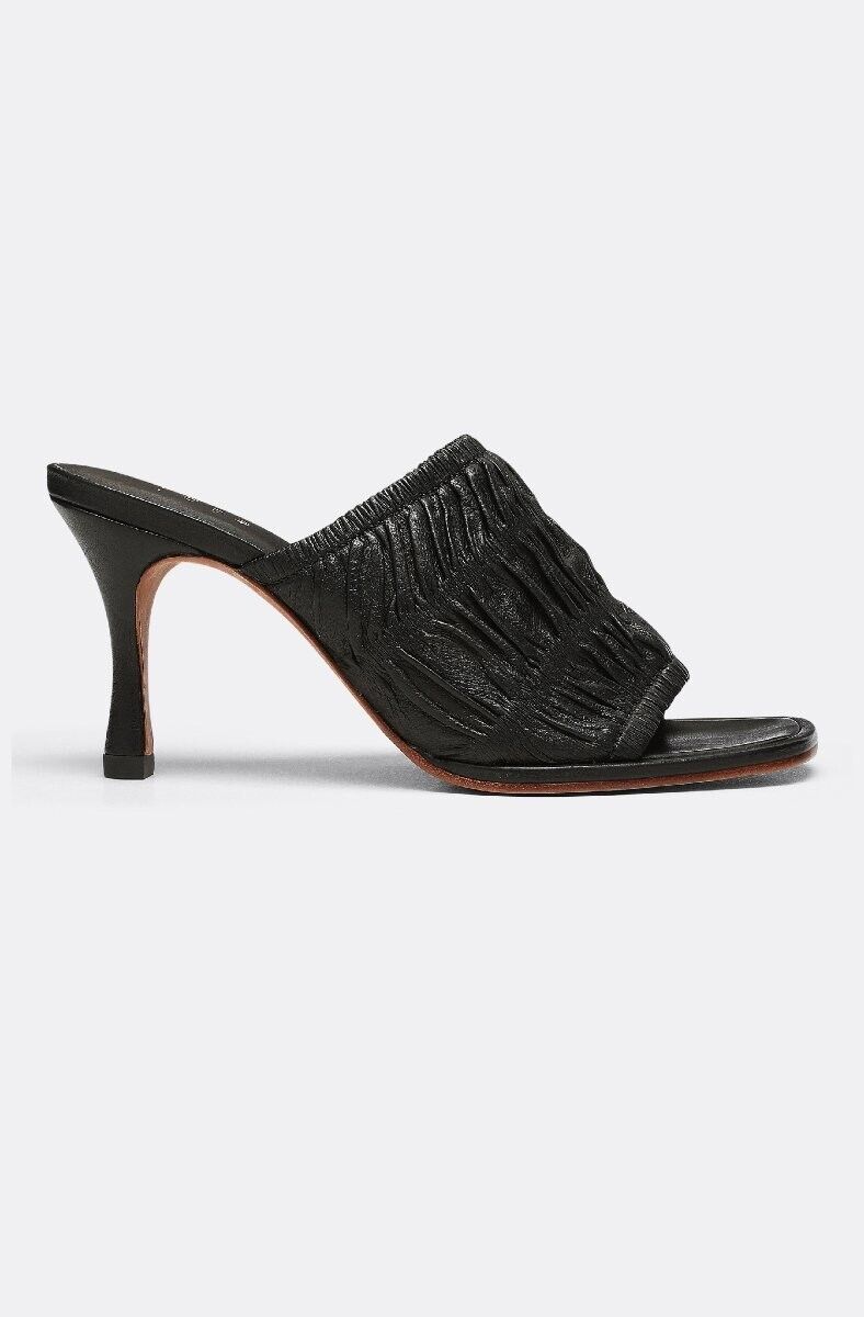 Женские мюли Joie Lisa Lisa08-Blk US 7.5 Черные плиссированные кожаные на высоком каблуке FZP005 (Черный,7.5) — фото 2