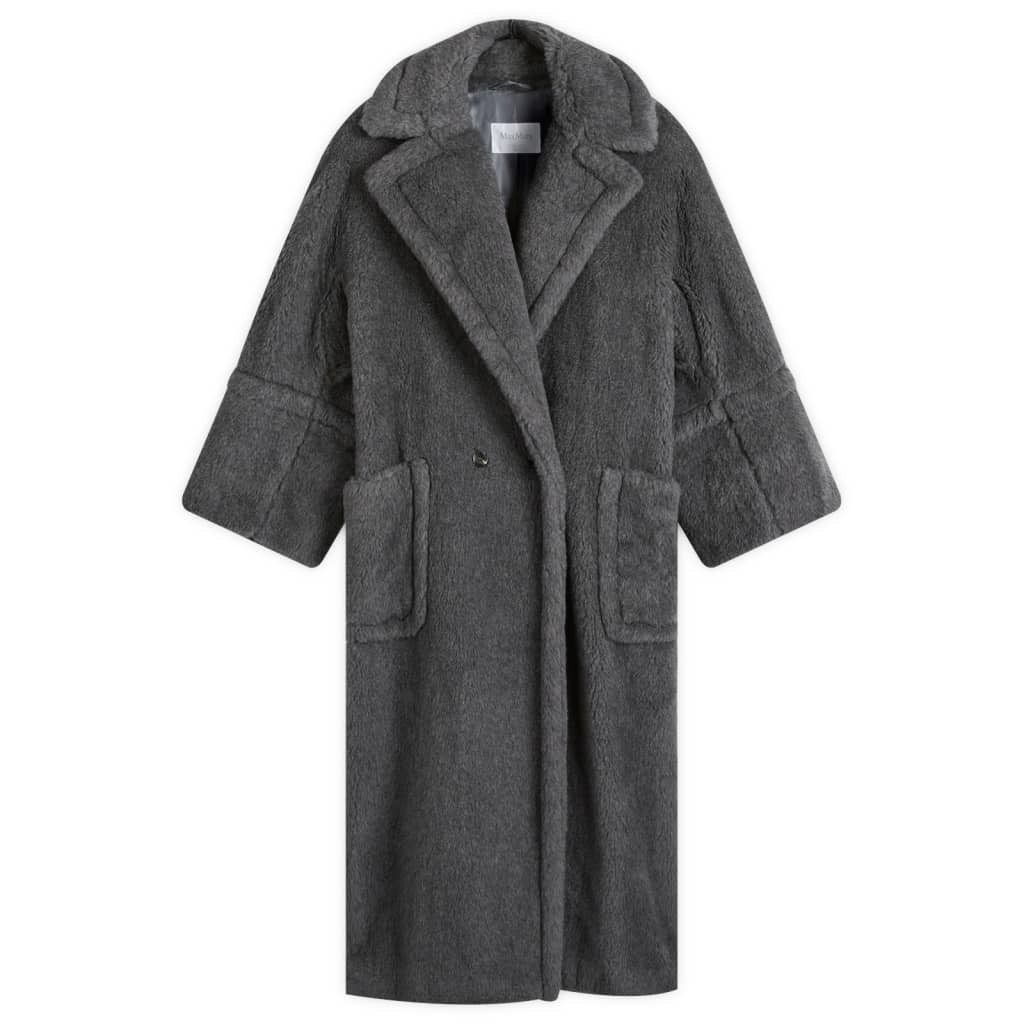 

Оверсайз макси-пальто из овчины Max Mara, цвет avio