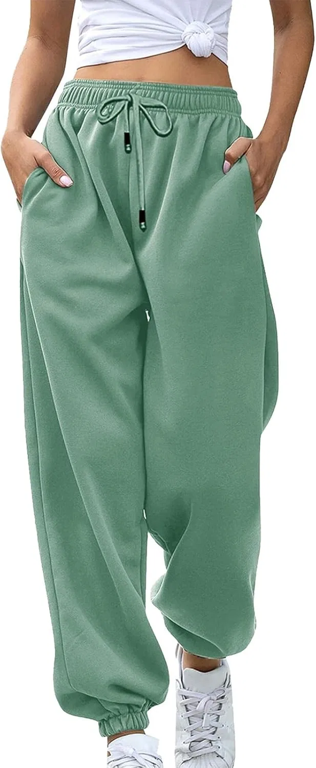 Спортивные брюки с завязкой на талии, широкие, с карманами, Generic, A02_mint Green