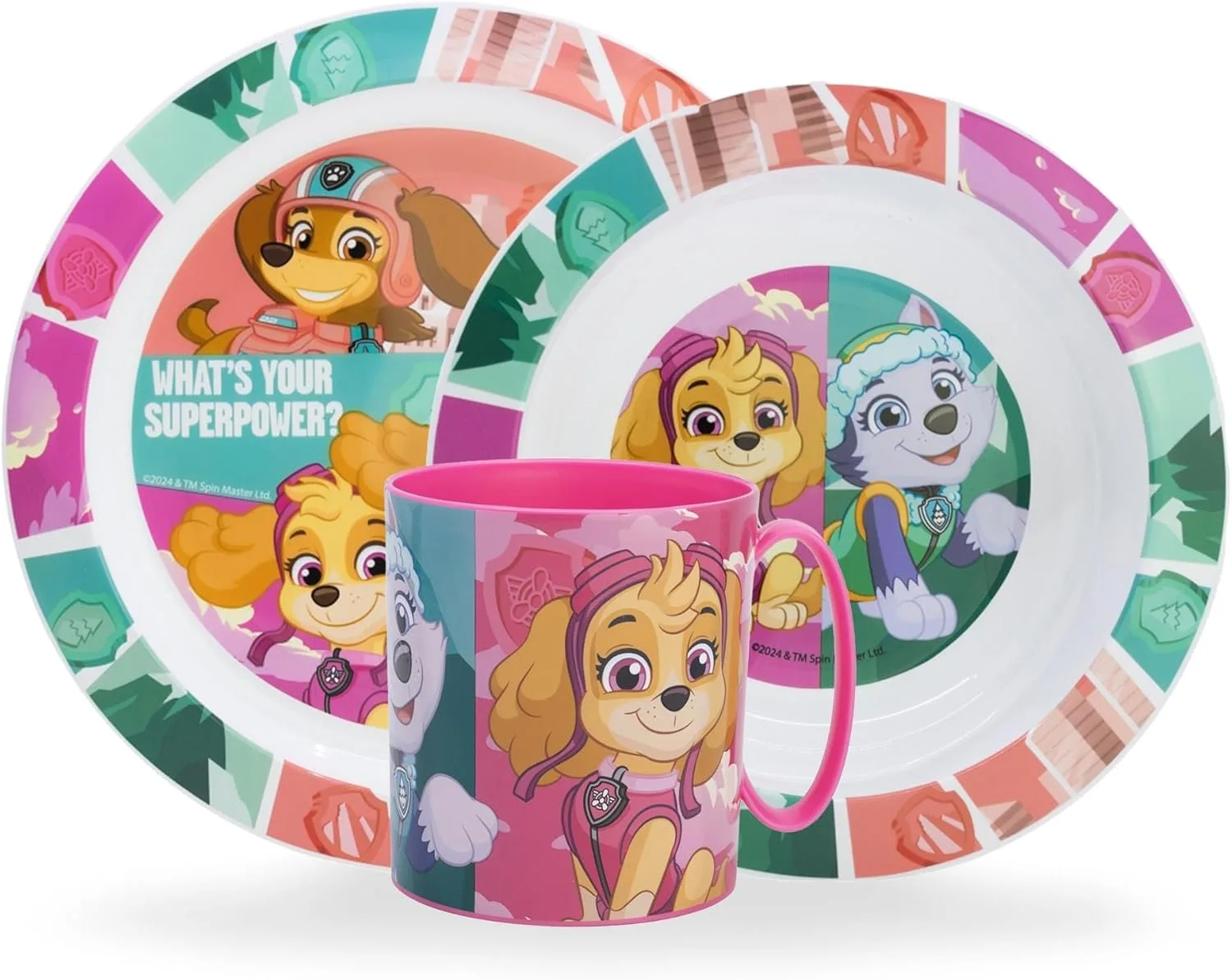Детский набор посуды Paw Patrol, тарелка, миска и кружка 390 мл Skye Sorrisini
