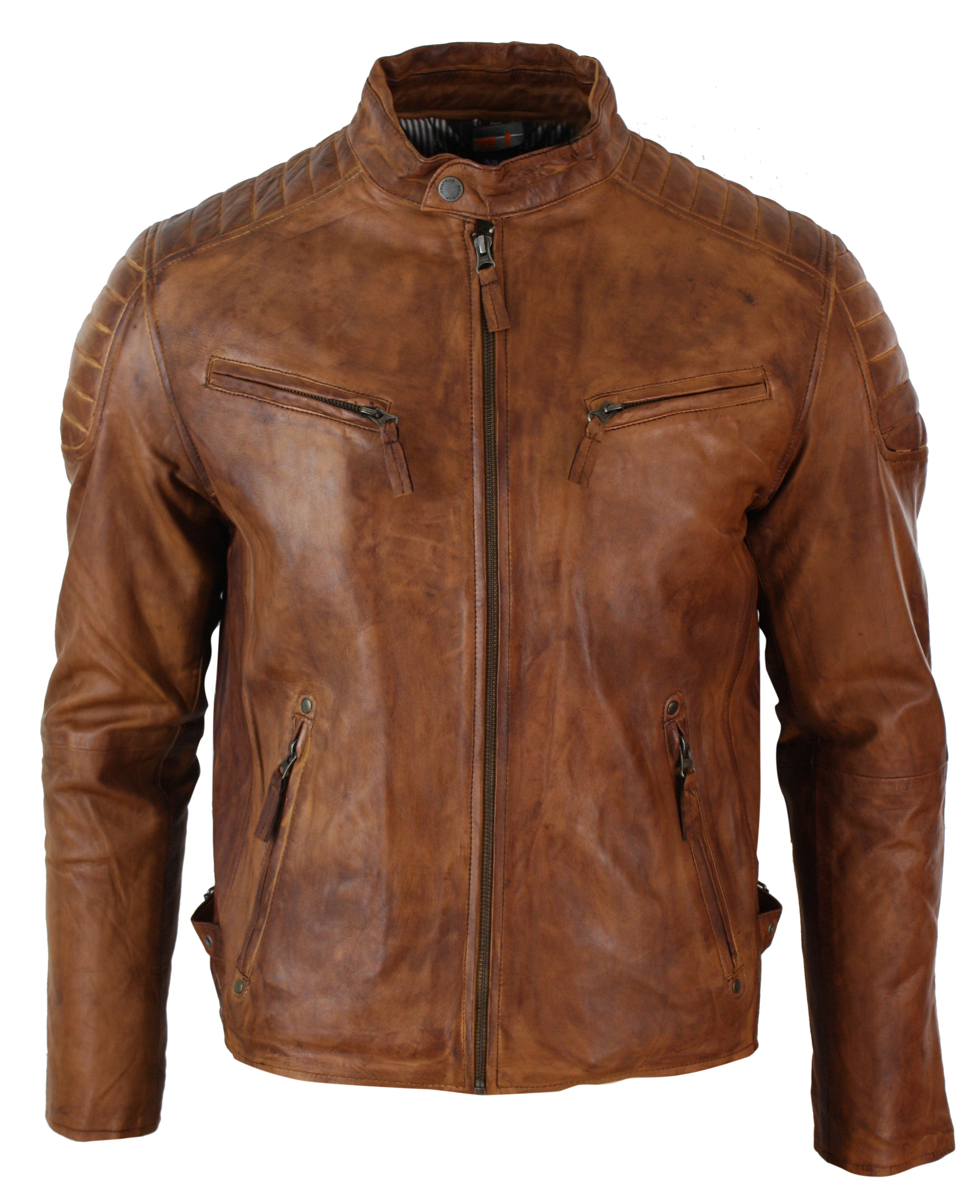 

Куртка байкера из натуральной кожи TruClothing, цвет timber