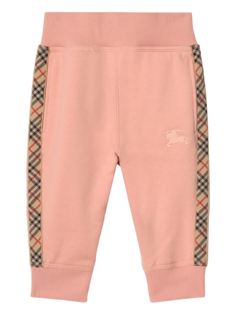 

Хлопковые спортивные брюки с клетчатой отделкой BURBERRY KIDS, розовый