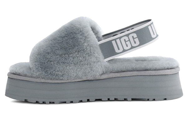 Модные сандалии диско слайд уютные толстая подошва повседневные тапочки Ugg, серый — фото 2