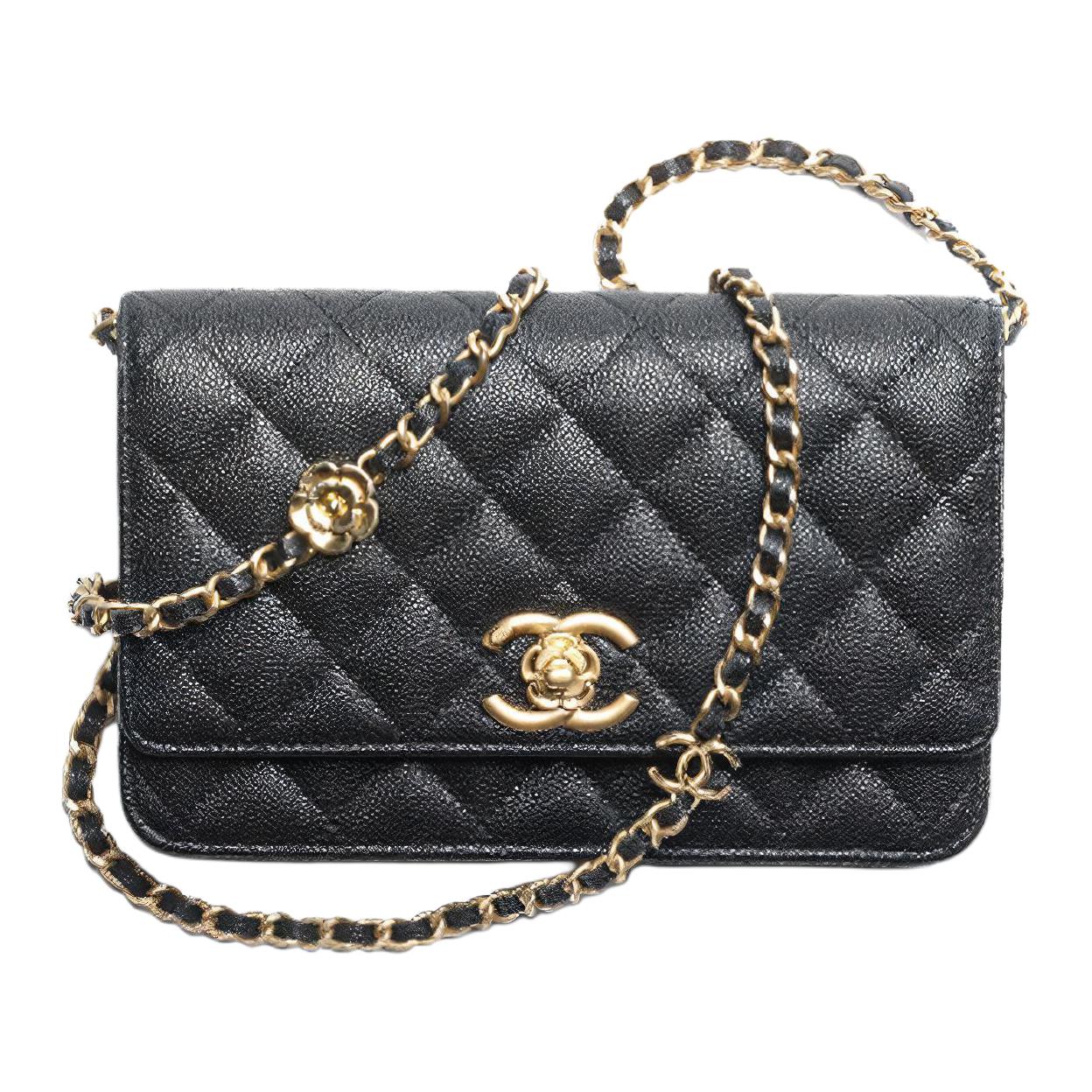 

CHANEL Блестящая зернистая тисненая кожаная сумка через плечо