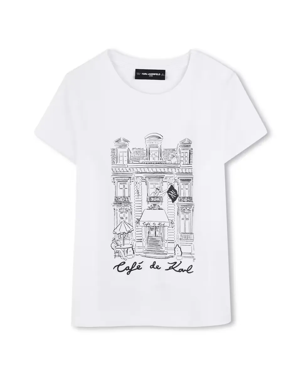 

Белая футболка для девочек с короткими рукавами Karl Lagerfeld Kids, белый