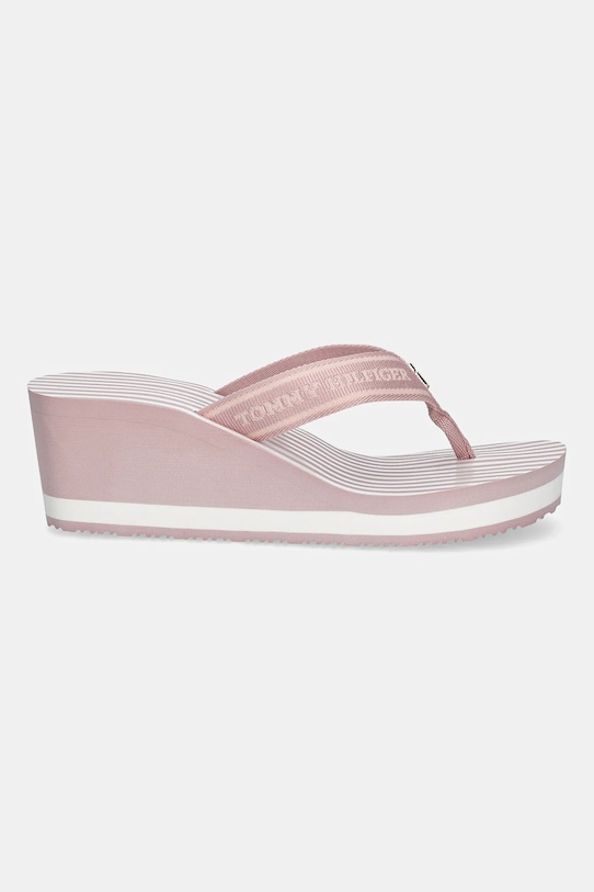Шлепки TH Stripes wedge beach sandal Tommy Hilfiger, розовый — фото 2