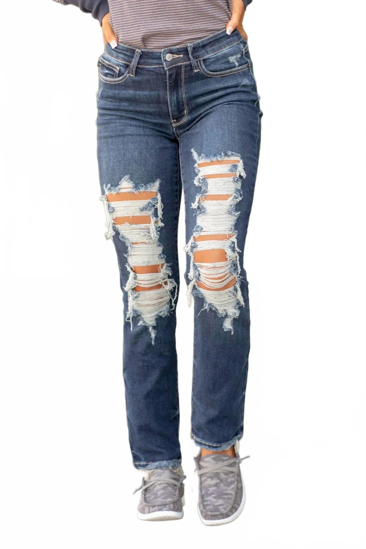 

Джинсы Mid Rise Nashville с прямыми штанинами в темно-синем цвете Judy Blue