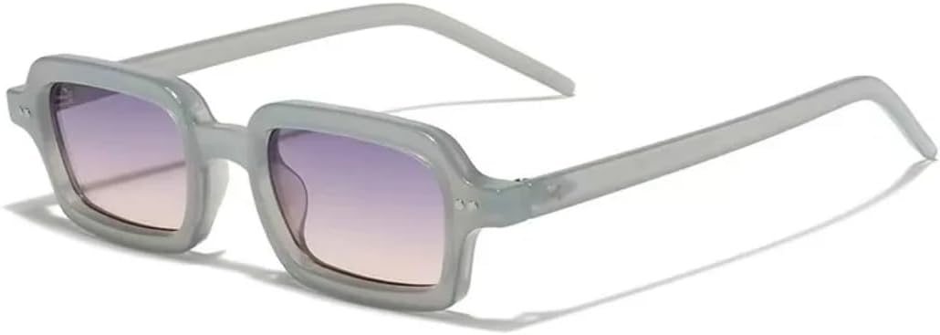 

Ретро маленькие прямоугольные солнцезащитные очки-гелевые защитные очки для женщин с защитой от УФ-излучения UV400, модные заклепки, мужские панк-очки с градиентом UUPTTPL, Blue Gray Pink