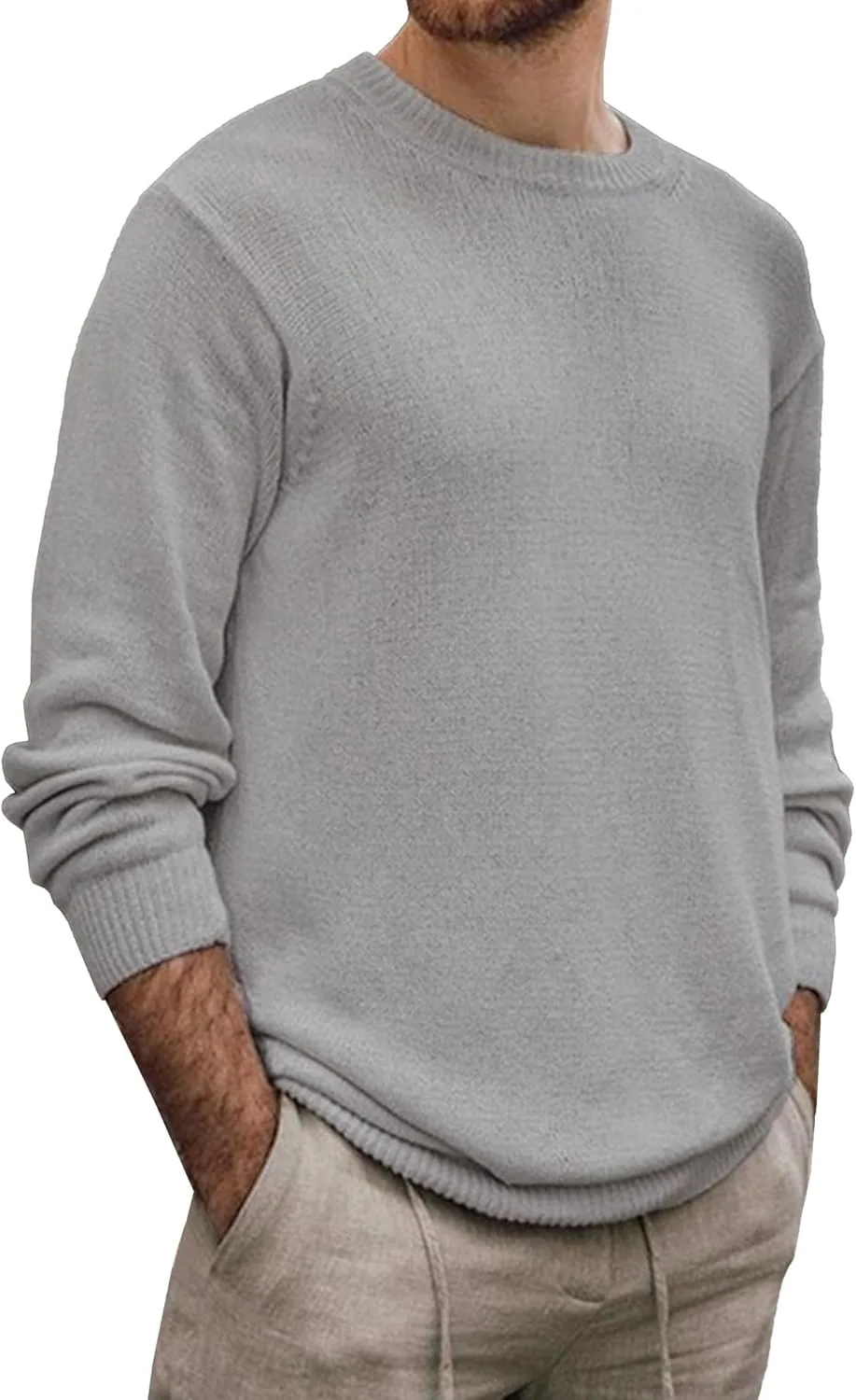 

Мужской классический свитер с длинными рукавами и ребристыми краями JEShifangjiusu