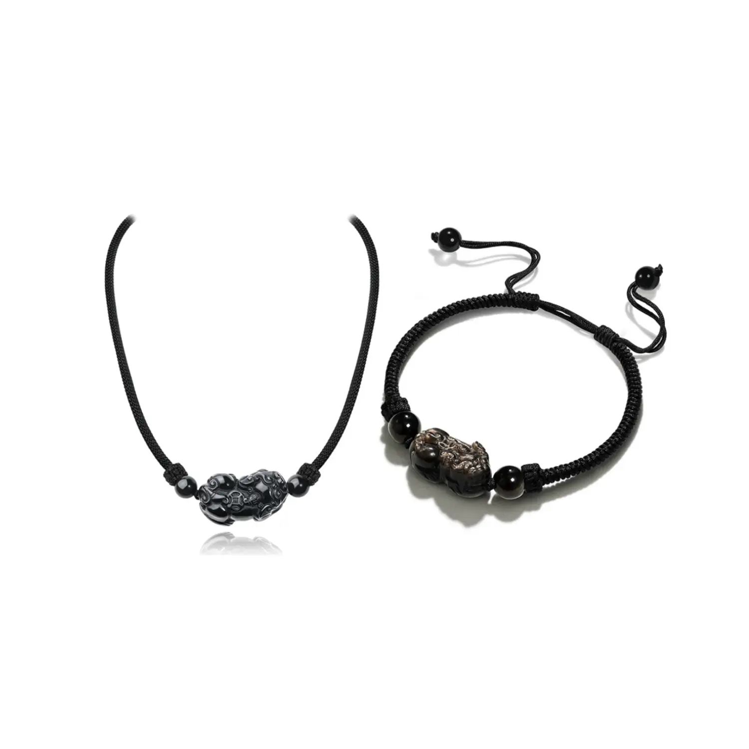 

STYLEJING Серебристый обсидиановый браслет Unisex