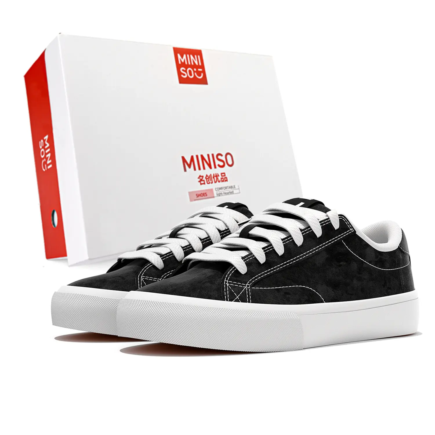 

MINISO Низкие скейтерские кроссовки унисекс черные, цвет Black